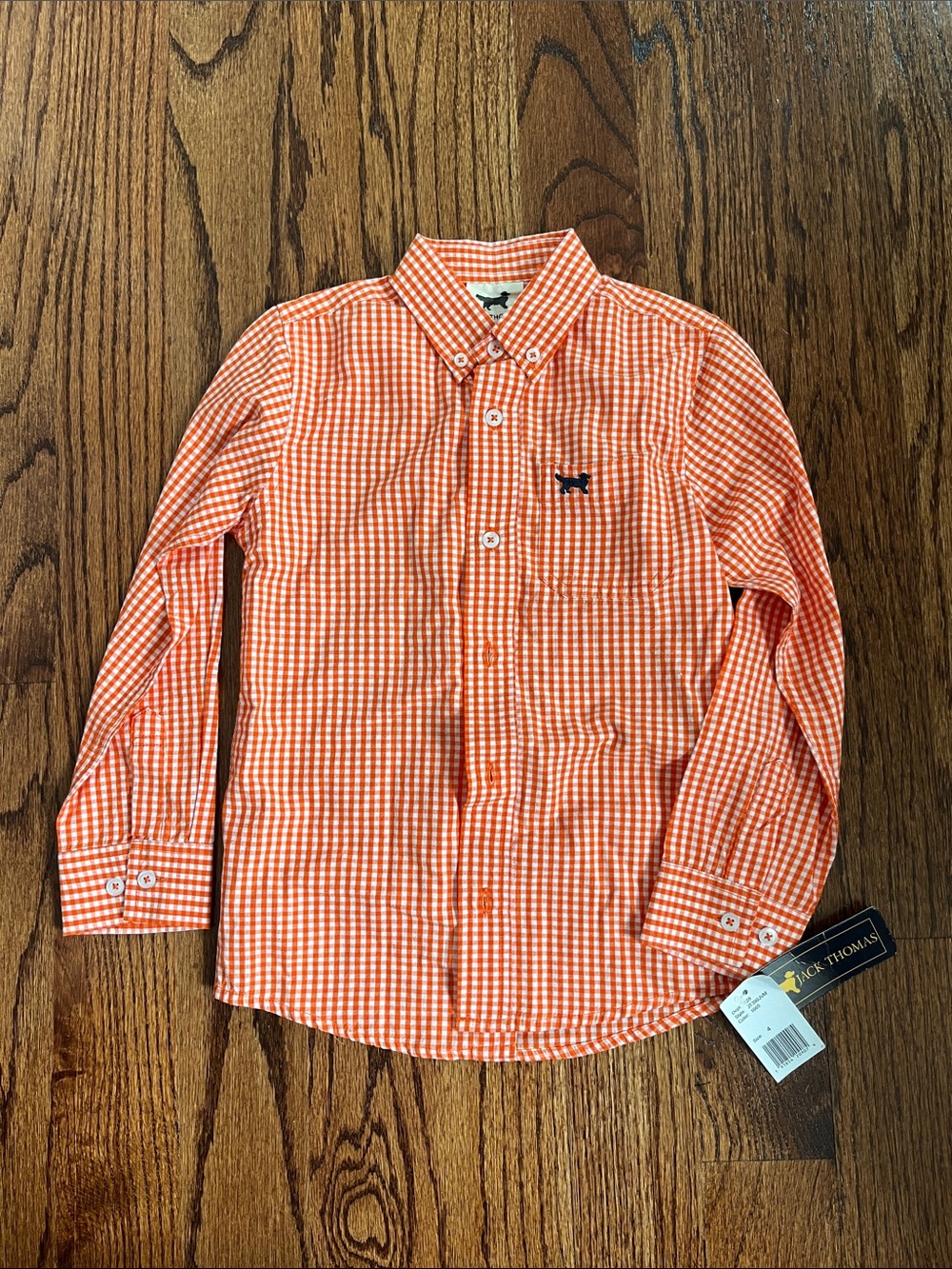 Orange 100% Cotton Gingham Shirt for Kids